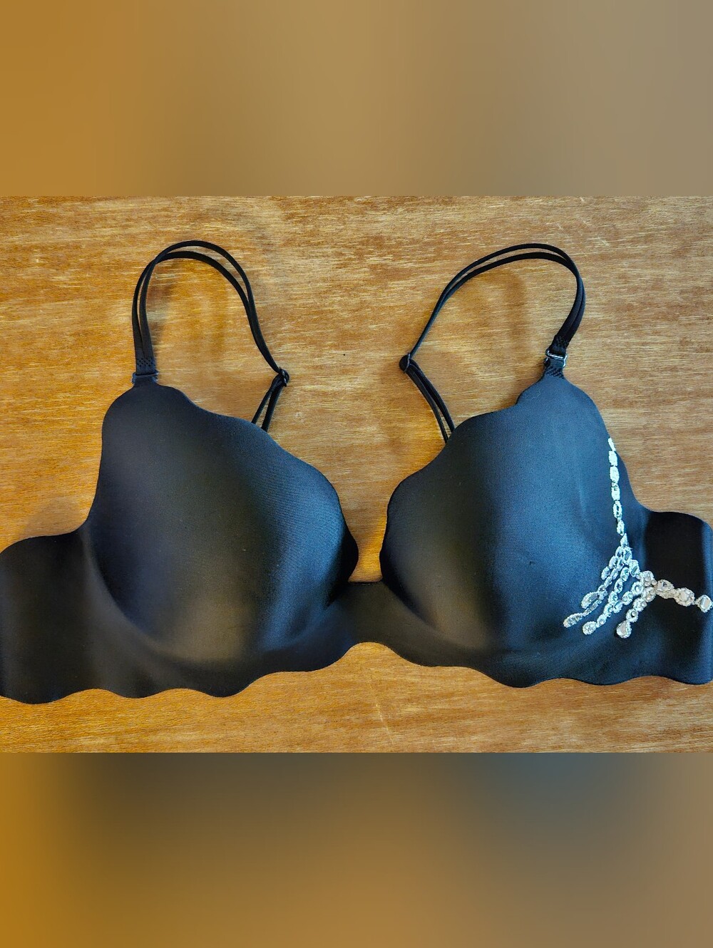 Victoria's Secret Rhinestone Black Push Up Bra 36B VS Secret Embrace Bra Leopard